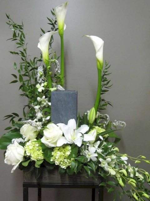 Urn Calla Surround (shown at $130.00)